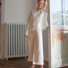 Load image into Gallery viewer, White Cotton and Linen Loose Fit Wide Leg Pyjamas Set
