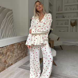 Love Print Pure Cotton Wide Leg Pyjamas Set