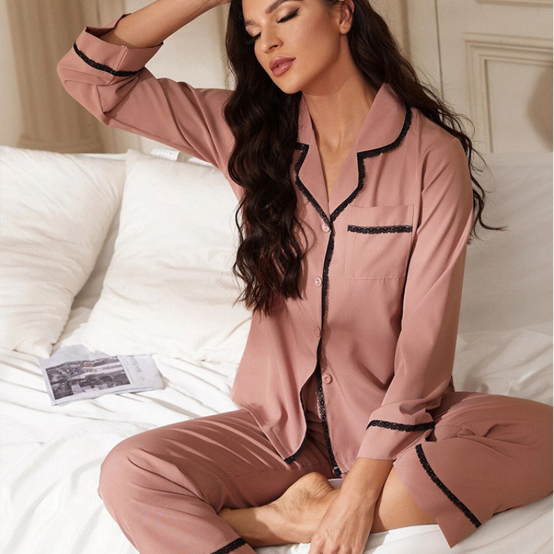 Peach Solid Color Cotton Pyjamas Set