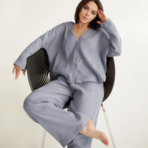 Two Piece Pure Cotton Wide Leg Pyjamas Set