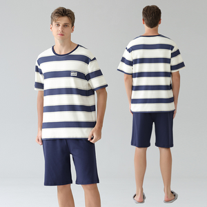 Men's Blue Stripe Shots Cotton Pyjamas Set