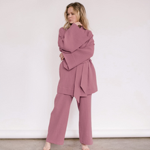 Load image into Gallery viewer, Pure Cotton Wide Leg Solid Color Pyjamas and Kimono Set
