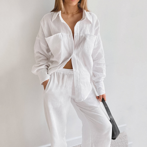 Double Layered Cotton Shirt Pyjamas Set