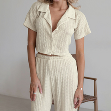 Load image into Gallery viewer, Knitted Cardigan With Wide Leg Pyjamas Set
