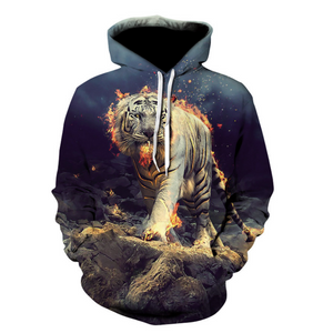 Unisex Tiger Printed 3d Hoodie