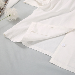 White Cotton and Linen Loose Fit Wide Leg Pyjamas Set