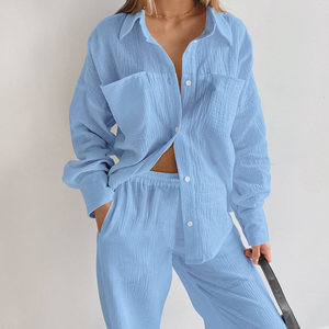 Double Layered Cotton Shirt Pyjamas Set