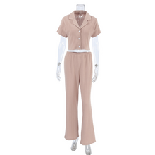 Load image into Gallery viewer, Knitted Cardigan With Wide Leg Pyjamas Set
