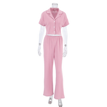 Load image into Gallery viewer, Knitted Cardigan With Wide Leg Pyjamas Set
