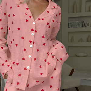 Love Print Pure Cotton Wide Leg Pyjamas Set