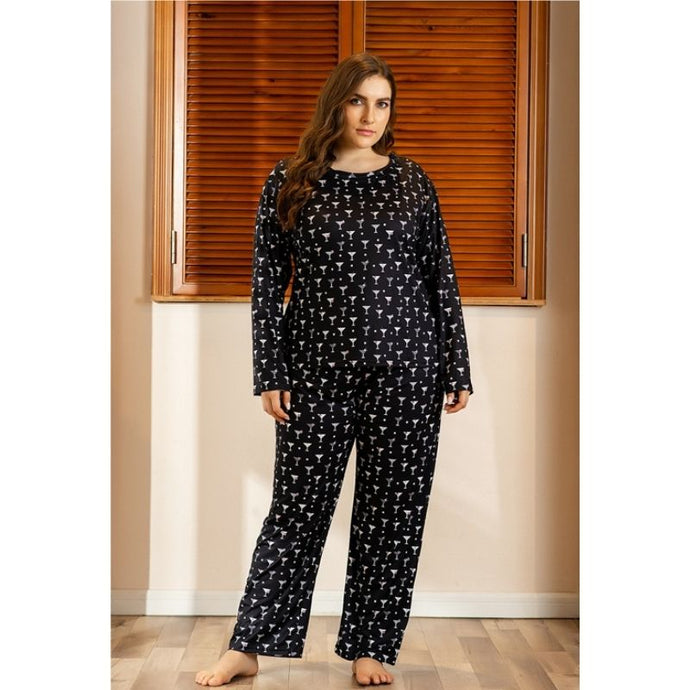 Wine Glass Plus Size Pyjamas Set