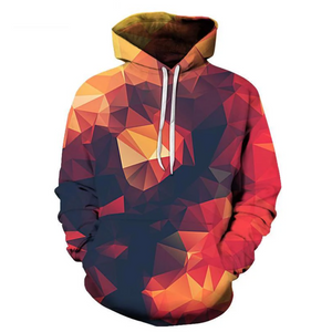 Unisex Red Geometric Triangle Glow 3d Hoodie