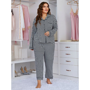 Black and White Plus Size Pyjamas Set