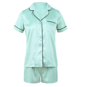 Green Silk Shorts Sleepwear Set for Women